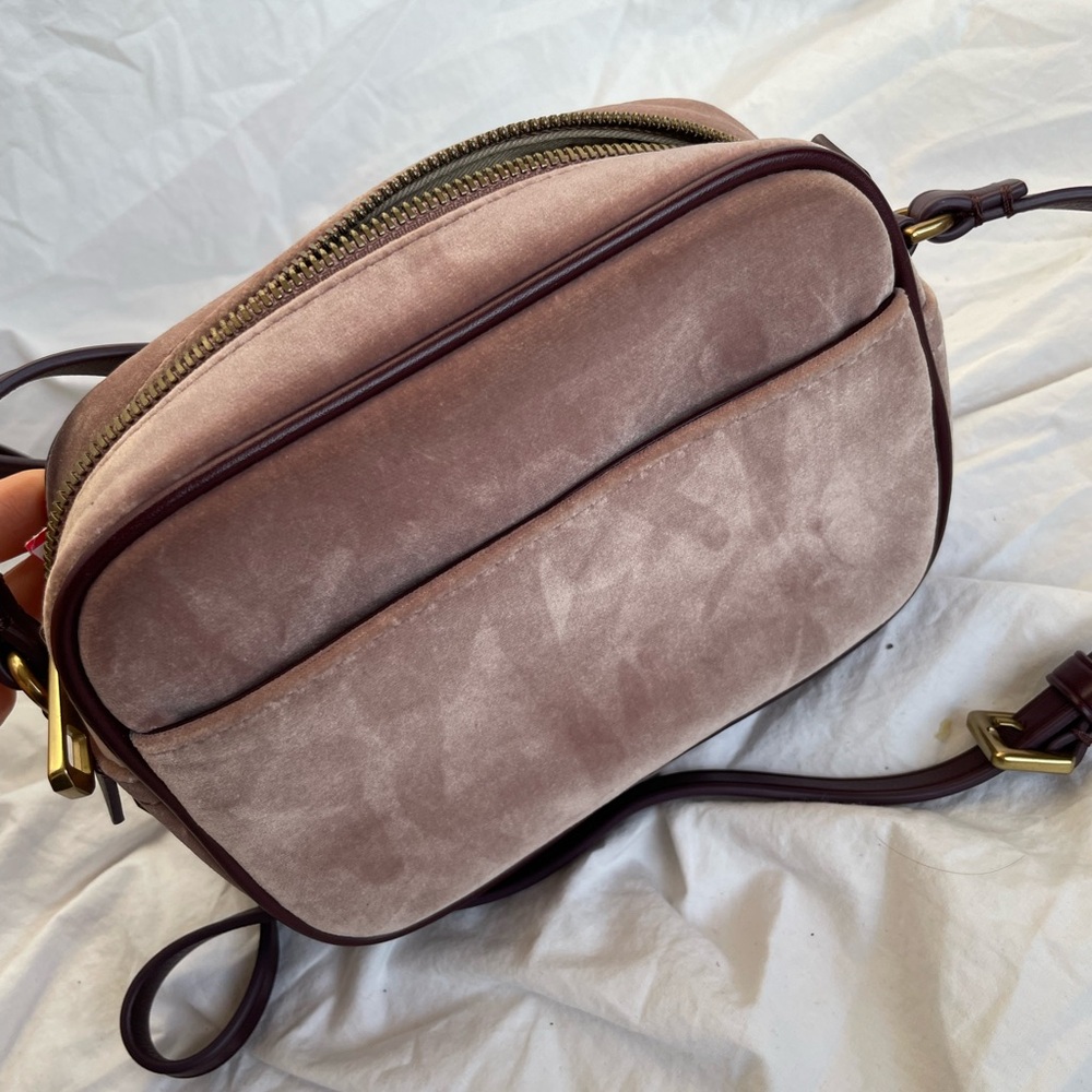 J crew blush velvet leather trim Crossbody Bag